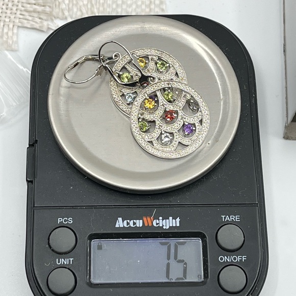 Vintage Ross-Simons Real Sterling Silver Multi-Gemstone Earrings - Picture 7 of 16